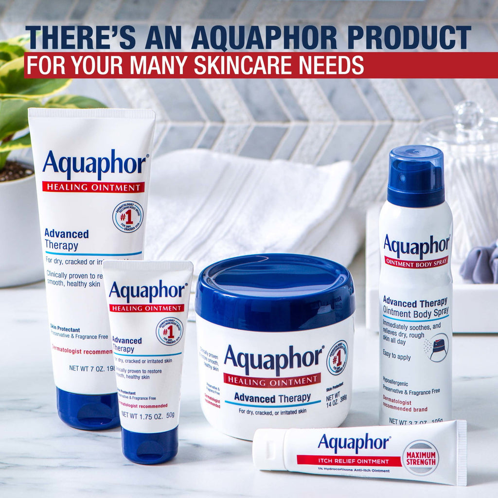 (3 pack) Aquaphor Healing Ointment Skin Protectant for Dry, Cracked, Irritated Skin, Fragrance Free, 14 oz