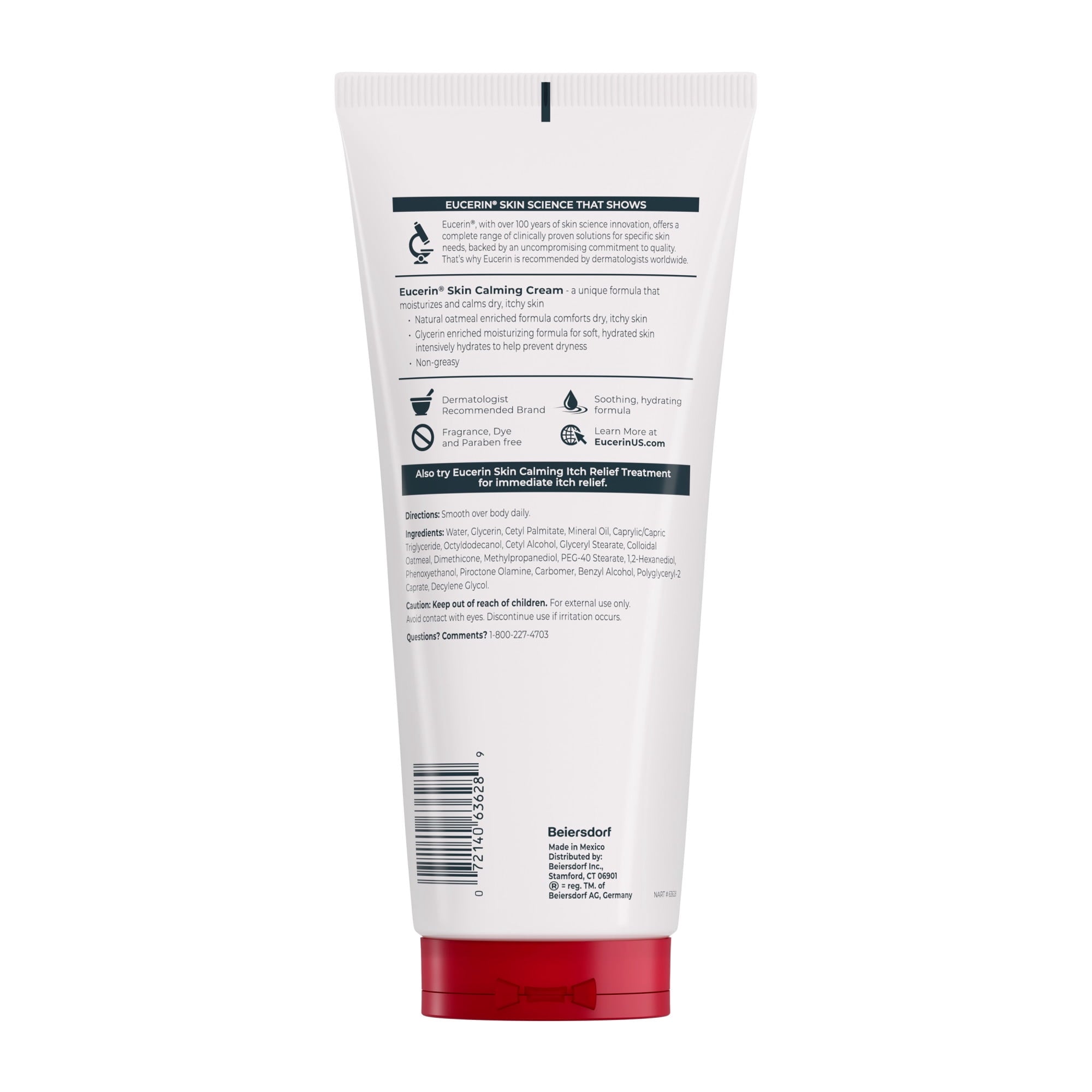 Eucerin Skin Calming Body Cream for Dry, Itchy Skin with Soothing Oatmeal, Fragrance Free, 14 oz